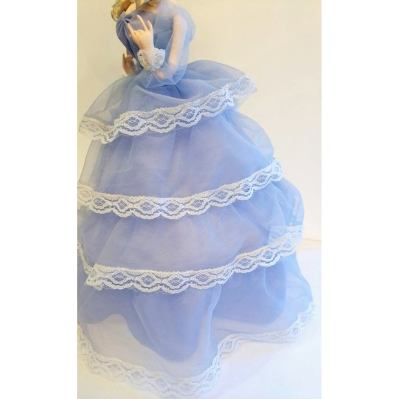 BRADLEY Vintage BIG EYE Blonde Doll Lavender Purple Sheer Dress Lace Trim 16" - Picture 11 of 14